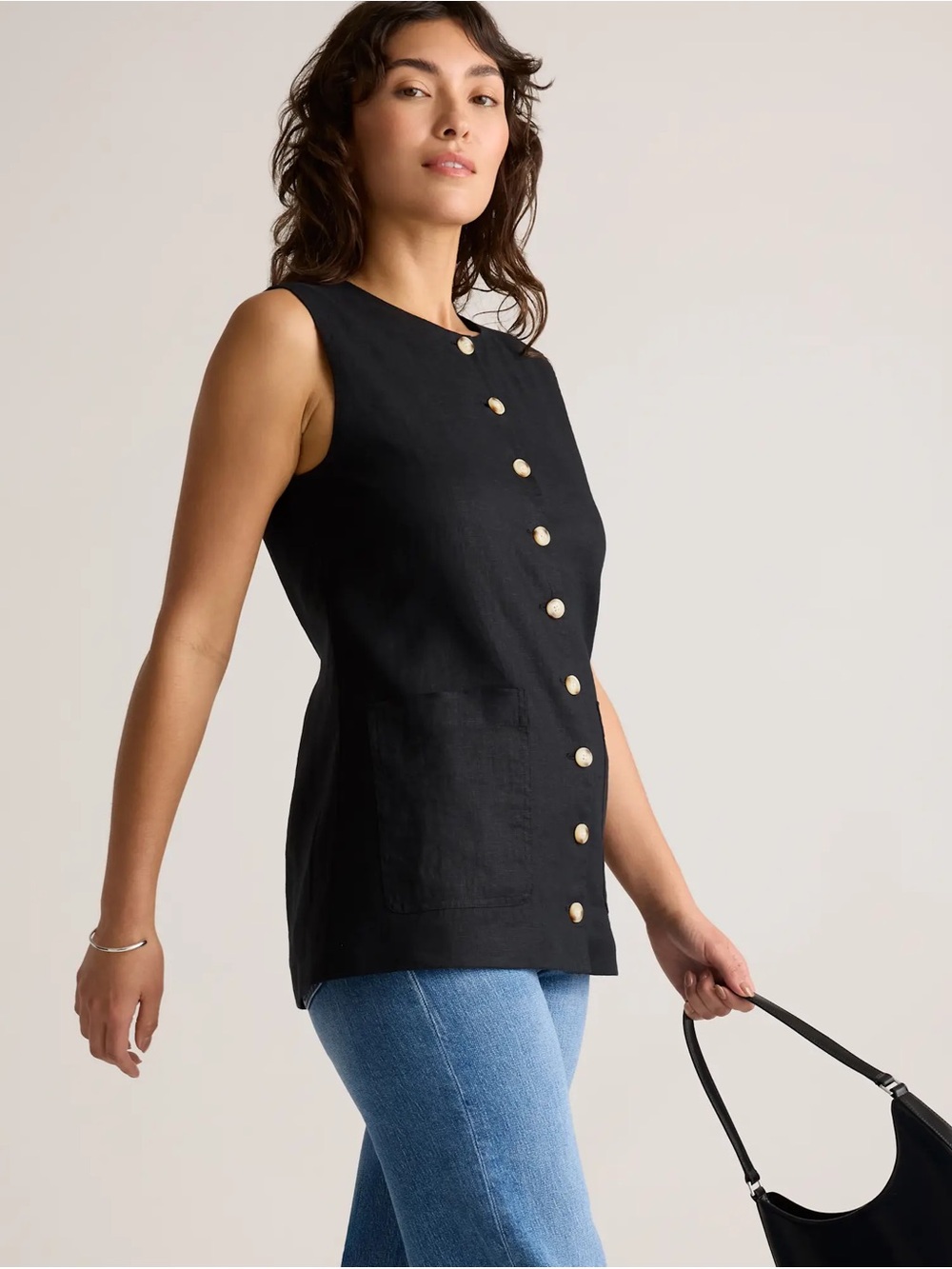 Quince 100% European Linen Longline Vest